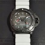Best Quality Replica Panerai Luminor Submersible Black Case White Rubber Strap Watch 
